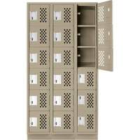 Clean-Line Perforated Lockerette, 6 -tier, Bank of 3, 12" x 72" x 12", Steel OCP Construction Supplies