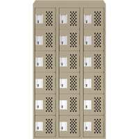 Assembled Lockerettes Clean Line Perforated Economy Lockers, 6 -tier, Bank of 3, 18" x 72" x 12", Steel OCP Construction Supplies