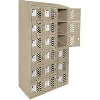 Assembled Lockerettes Clean Line Perforated Economy Lockers, 6 -tier, Bank of 3, 18" x 72" x 12", Steel OCP Construction Supplies