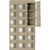 Assembled Lockerettes Clean Line Perforated Economy Lockers, 6 -tier, Bank of 3, 18" x 72" x 12", Steel OCP Construction Supplies
