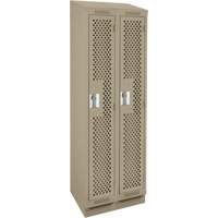 Clean Line Lockers, Bank of 2, 24" x 12" x 82", Steel, Beige, Rivet (Assembled), Perforated OCP Construction Supplies