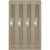 Clean Line Lockers, Bank of 4, 48" x 12" x 82", Steel, Beige, Rivet (Assembled), Perforated OCP Construction Supplies