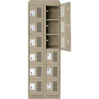 Assembled Lockerettes Clean Line Perforated Economy Lockers, 6 -tier, Bank of 2, 18" x 72" x 12", Steel OCP Construction Supplies