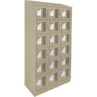 Assembled Lockerettes Clean Line Perforated Economy Lockers, 6 -tier, Bank of 3, 18" x 72" x 12", Steel OCP Construction Supplies