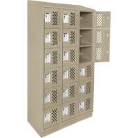Assembled Lockerettes Clean Line Perforated Economy Lockers, 6 -tier, Bank of 3, 18" x 72" x 12", Steel OCP Construction Supplies