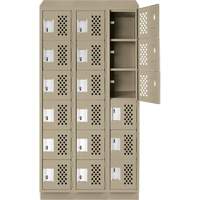 Assembled Lockerettes Clean Line Perforated Economy Lockers, 6 -tier, Bank of 3, 18" x 72" x 12", Steel OCP Construction Supplies