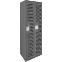 Clean Line Lockers, Bank of 2, 24" x 15" x 72", Steel, Charcoal, Rivet (Assembled), Perforated OCP Construction Supplies