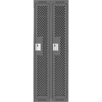 Clean Line Lockers, Bank of 2, 24" x 15" x 72", Steel, Charcoal, Rivet (Assembled), Perforated OCP Construction Supplies