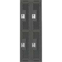 Casiers Clean Line, 2 niveaux, Bloc de 2, 24" x 15" x 72", Acier, Charbon, Rivet (assembl&eacute;), Perfor&eacute; OCP Construction Supplies