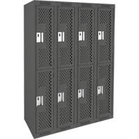 Casiers Clean Line, 2 niveaux, Bloc de 4, 48" x 15" x 72", Acier, Charbon, Rivet (assembl&eacute;), Perfor&eacute; OCP Construction Supplies