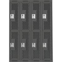 Casiers Clean Line, 2 niveaux, Bloc de 4, 48" x 15" x 72", Acier, Charbon, Rivet (assembl&eacute;), Perfor&eacute; OCP Construction Supplies