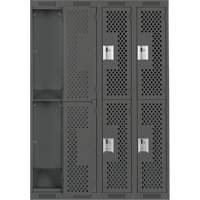 Casiers Clean Line, 2 niveaux, Bloc de 4, 48" x 15" x 72", Acier, Charbon, Rivet (assembl&eacute;), Perfor&eacute; OCP Construction Supplies