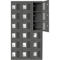 Clean-Line Perforated Lockerette, 6 -tier, Bank of 3, 12" x 72" x 12", Steel OCP Construction Supplies