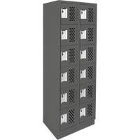 Assembled Lockerettes Clean Line Perforated Economy Lockers, 6 -tier, Bank of 2, 18" x 72" x 12", Steel OCP Construction Supplies
