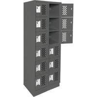 Assembled Lockerettes Clean Line Perforated Economy Lockers, 6 -tier, Bank of 2, 18" x 72" x 12", Steel OCP Construction Supplies