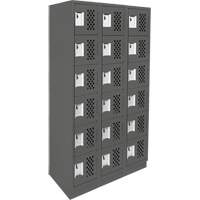 Clean-Line Perforated Lockerette, 6 -tier, Bank of 3, 12" x 72" x 12", Steel OCP Construction Supplies