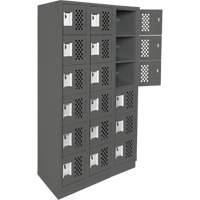 Clean-Line Perforated Lockerette, 6 -tier, Bank of 3, 12" x 72" x 12", Steel OCP Construction Supplies