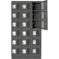 Clean-Line Perforated Lockerette, 6 -tier, Bank of 3, 12" x 72" x 12", Steel OCP Construction Supplies