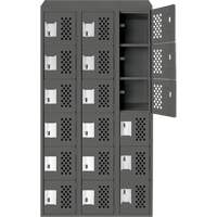 Assembled Lockerettes Clean Line Perforated Economy Lockers, 6 -tier, Bank of 3, 18" x 72" x 12", Steel OCP Construction Supplies