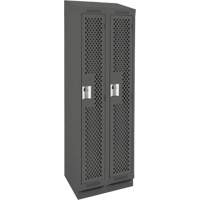 Clean Line Lockers, Bank of 2, 24" x 12" x 82", Steel, Charcoal, Rivet (Assembled), Perforated OCP Construction Supplies