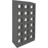 Assembled Lockerettes Clean Line Perforated Economy Lockers, 6 -tier, Bank of 3, 18" x 72" x 12", Steel OCP Construction Supplies