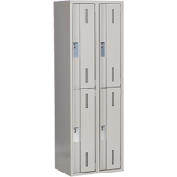 Concorde Heavy-Duty Lockers, 2 -tier, Bank of 2, 24" x 18" x 72", Steel, Grey, Welded (Assembled) OCP Construction Supplies