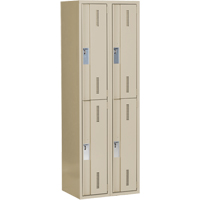 Concorde Heavy-Duty Lockers, 2 -tier, Bank of 2, 24" x 18" x 72", Steel, Beige, Welded (Assembled) OCP Construction Supplies
