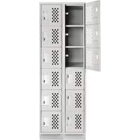 Assembled Lockerettes Clean Line Perforated Economy Lockers, 6 -tier, Bank of 2, 18" x 72" x 12", Steel OCP Construction Supplies