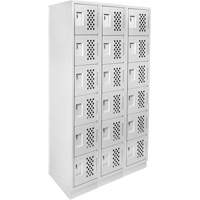 Clean-Line Perforated Lockerette, 6 -tier, Bank of 3, 12" x 72" x 12", Steel OCP Construction Supplies