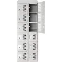 Petits casiers &eacute;conomiques assembl&eacute;s et perfor&eacute;s Clean Line, 6 niveaux, Bloc de 2, 18" x 72" x 12", Acier OCP Construction Supplies