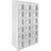 Assembled Lockerettes Clean Line Perforated Economy Lockers, 6 -tier, Bank of 3, 18" x 72" x 12", Steel OCP Construction Supplies