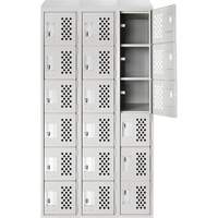 Assembled Lockerettes Clean Line Perforated Economy Lockers, 6 -tier, Bank of 3, 18" x 72" x 12", Steel OCP Construction Supplies