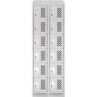 Assembled Lockerettes Clean Line Perforated Economy Lockers, 6 -tier, Bank of 2, 18" x 72" x 12", Steel OCP Construction Supplies