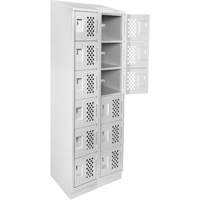 Assembled Lockerettes Clean Line Perforated Economy Lockers, 6 -tier, Bank of 2, 18" x 72" x 12", Steel OCP Construction Supplies