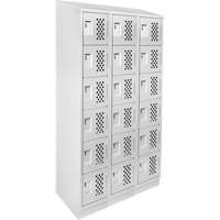 Assembled Lockerettes Clean Line Perforated Economy Lockers, 6 -tier, Bank of 3, 18" x 72" x 12", Steel OCP Construction Supplies