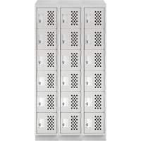 Assembled Lockerettes Clean Line Perforated Economy Lockers, 6 -tier, Bank of 3, 18" x 72" x 12", Steel OCP Construction Supplies