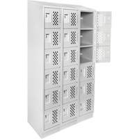 Assembled Lockerettes Clean Line Perforated Economy Lockers, 6 -tier, Bank of 3, 18" x 72" x 12", Steel OCP Construction Supplies
