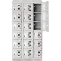 Assembled Lockerettes Clean Line Perforated Economy Lockers, 6 -tier, Bank of 3, 18" x 72" x 12", Steel OCP Construction Supplies
