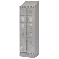 Lockers, 6 -tier, Bank of 2, 24" x 18" x 86", Steel, Grey, Knocked Down OCP Construction Supplies