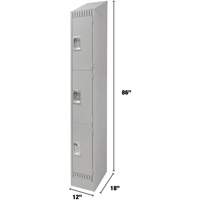 Casiers, 3 niveaux, 12" x 18" x 86", Acier, Gris, D&eacute;mont&eacute; OCP Construction Supplies