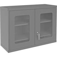 Armoire de rangement murale avec portes transparentes, 26-15/16" h x 35-7/8" la x 13-11/16" p, 2 tablettes, Acier, Gris OCP Construction Supplies