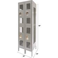 Casiers ventil&eacute;s, 2 niveaux, Bloc de 2, 24" x 18" x 78", Acier, Gris, D&eacute;mont&eacute;, Perfor&eacute; OCP Construction Supplies