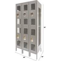 Casiers ventil&eacute;s, 2 niveaux, Bloc de 3, 36" x 18" x 78", Acier, Gris, D&eacute;mont&eacute;, Perfor&eacute; OCP Construction Supplies