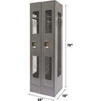 Casiers ventil&eacute;s, Bloc de 2, 24" x 18" x 78", Acier, Gris, D&eacute;mont&eacute;, Perfor&eacute; OCP Construction Supplies