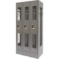 Casiers ventil&eacute;s, Bloc de 3, 36" x 18" x 78", Acier, Gris, D&eacute;mont&eacute;, Perfor&eacute; OCP Construction Supplies