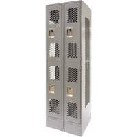 Casiers ventil&eacute;s, 2 niveaux, Bloc de 2, 24" x 18" x 78", Acier, Gris, D&eacute;mont&eacute;, Perfor&eacute; OCP Construction Supplies