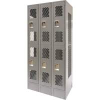 Casiers ventil&eacute;s, 2 niveaux, Bloc de 3, 36" x 18" x 78", Acier, Gris, D&eacute;mont&eacute;, Perfor&eacute; OCP Construction Supplies