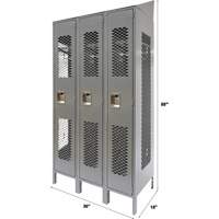 Casiers ventil&eacute;s, Bloc de 3, 36" x 18" x 88", Acier, Gris, D&eacute;mont&eacute;, Perfor&eacute; OCP Construction Supplies