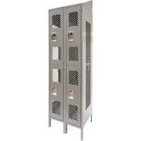Casiers ventil&eacute;s, 2 niveaux, Bloc de 2, 24" x 18" x 88", Acier, Gris, D&eacute;mont&eacute;, Perfor&eacute; OCP Construction Supplies