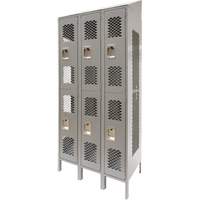 Casiers ventil&eacute;s, 2 niveaux, Bloc de 3, 36" x 18" x 88", Acier, Gris, D&eacute;mont&eacute;, Perfor&eacute; OCP Construction Supplies